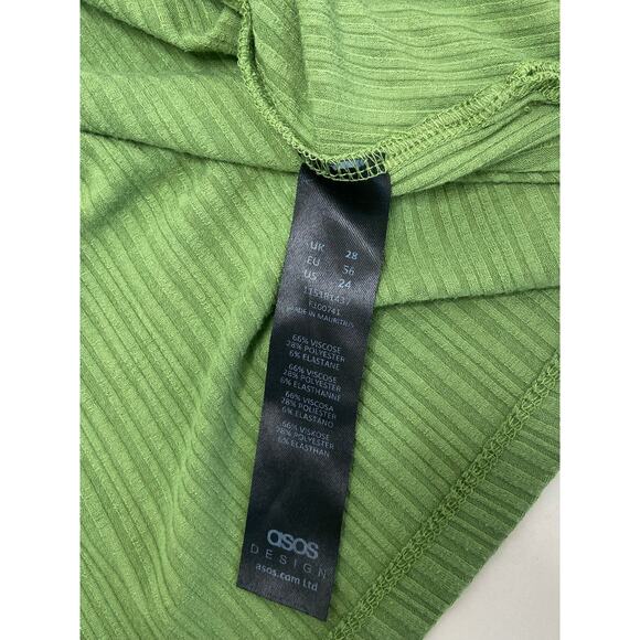 ASOS DESIGN Blouse Shirt Ribbed V-Neck Top Olive‎ Green Women's Plus Size 24 - Picture 7 of 10